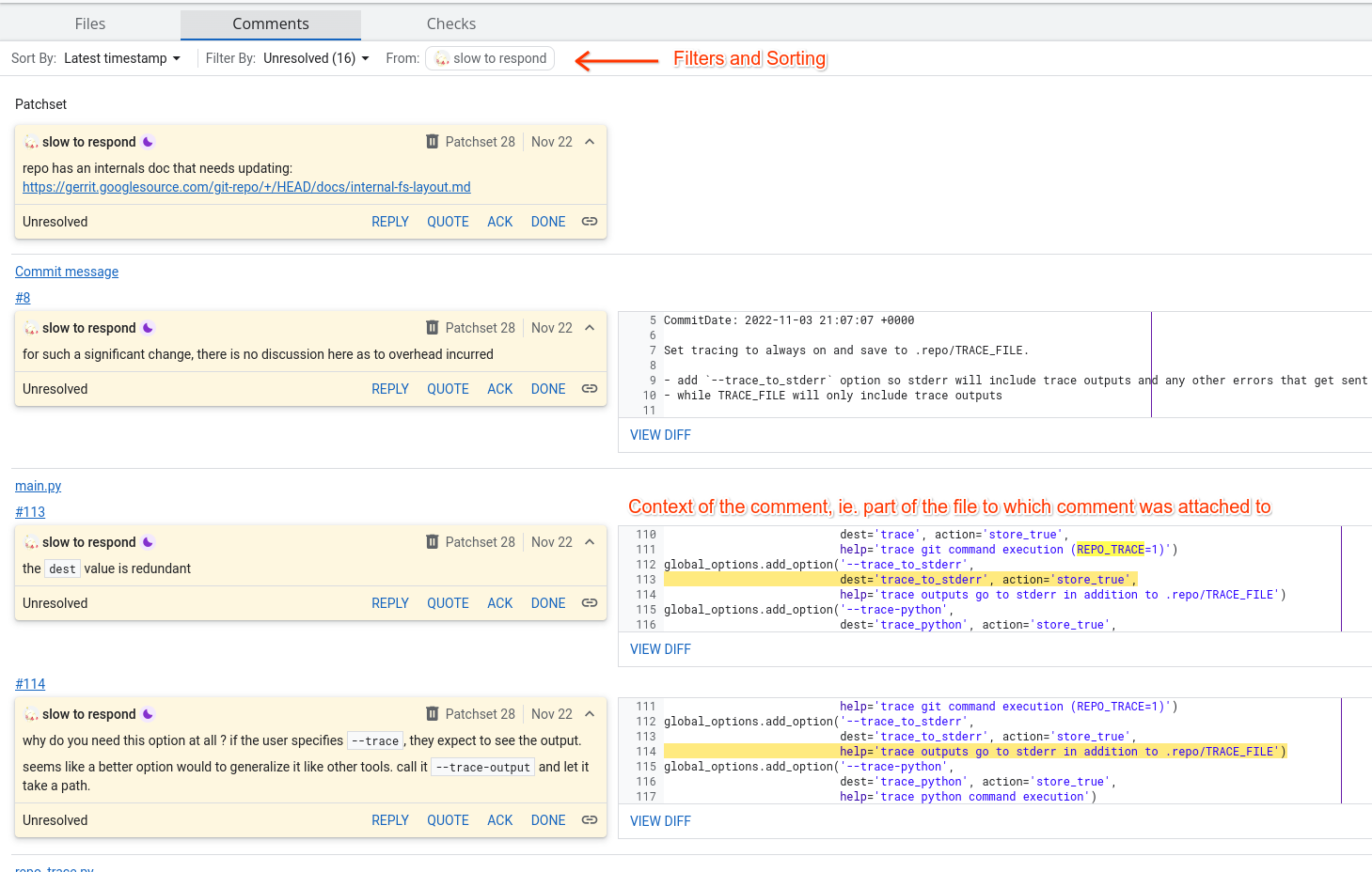 user review ui change screen comments tab